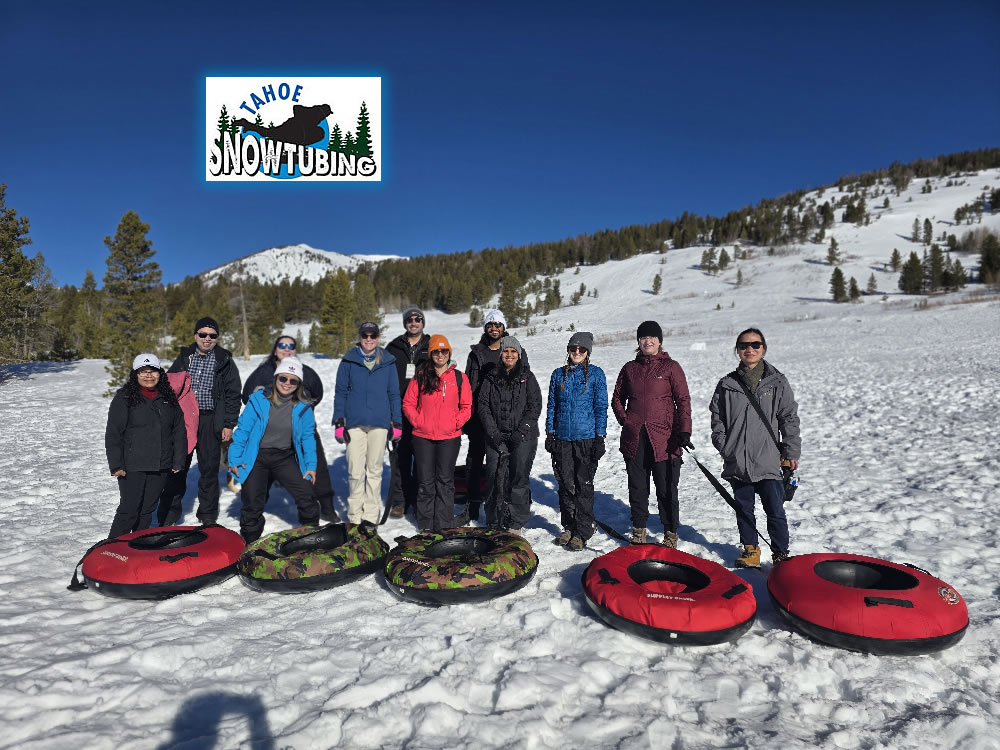 Corporate Group ready for the Best Snow Tubing in Lake Tahoe